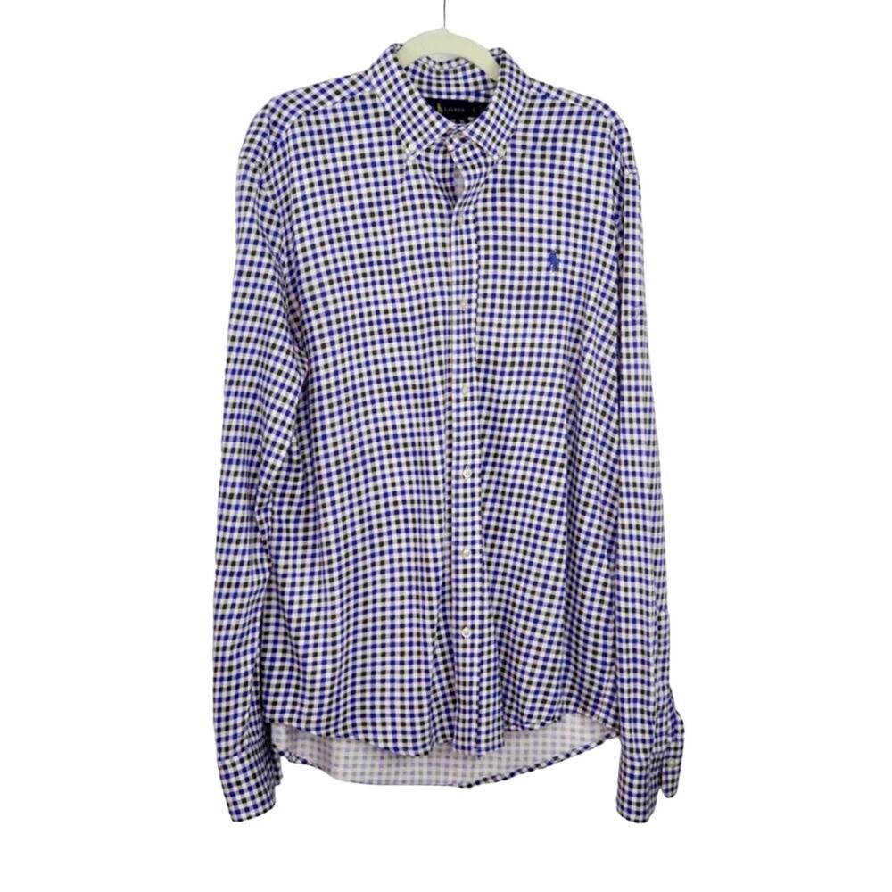Titleist x Ralph Lauren Men's Blue Plaid Button Down Shirt Large